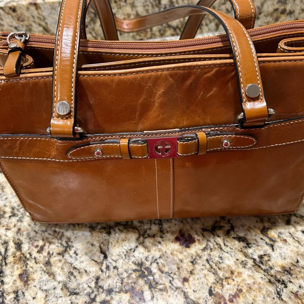 Vintage Unisex bag Elegant Tan Leather Men's Bag by Giani Bernini Preowned